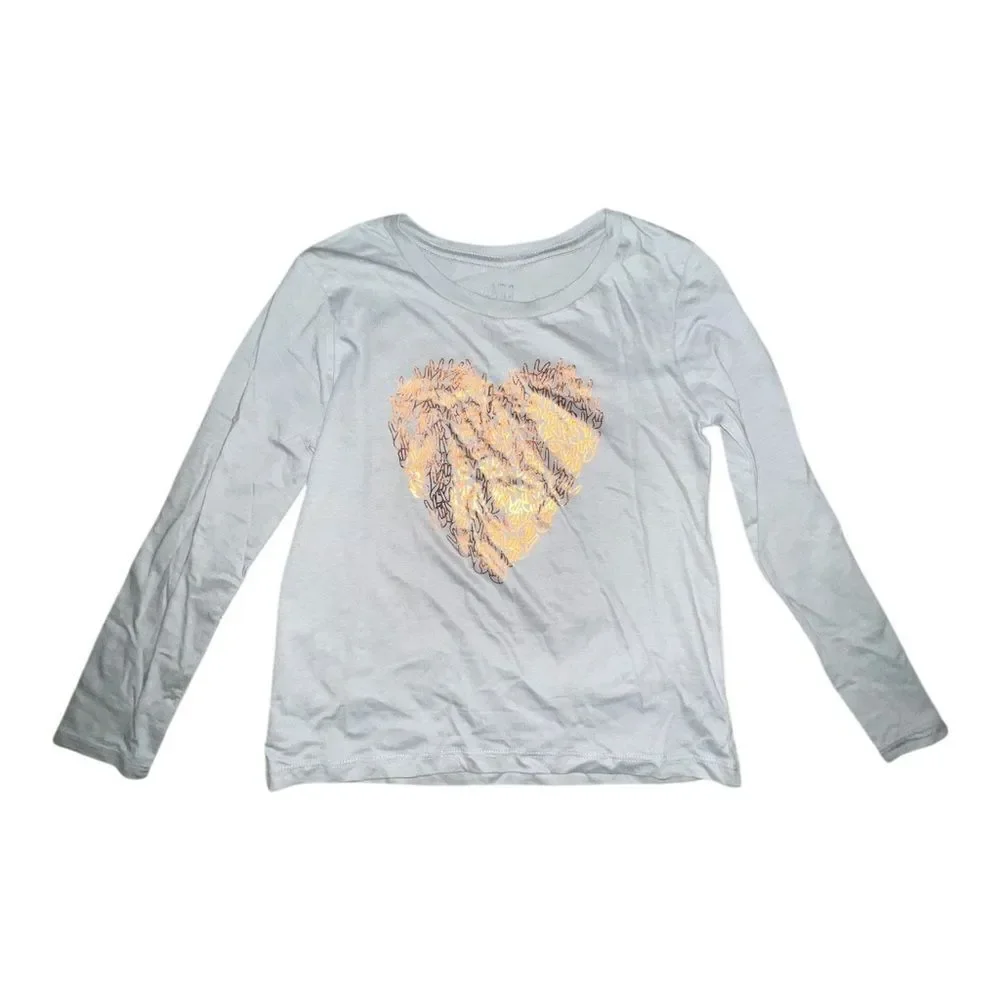 Gymboree Girls Gray Peace Love Graphic Long Sleeve T-Shirt Small NWT